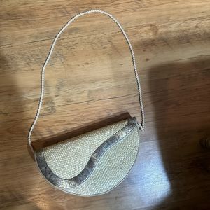Boho Loredana Straw half circle purse